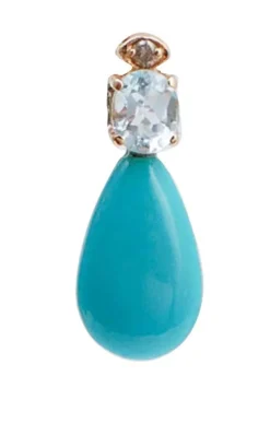 Pamono Rose Gold Earrings with Aquamarine Topazs, Turquoises and Diamonds, Set of 2> Earrings