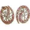 Hot Pamono Rose Gold Earrings with Tourmalines and Diamonds, Set of 2