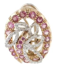Hot Pamono Rose Gold Earrings with Tourmalines and Diamonds, Set of 2