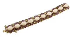Pamono Rose Gold Link Bracelet with White Diamonds and Amethysts><noscript><img width=