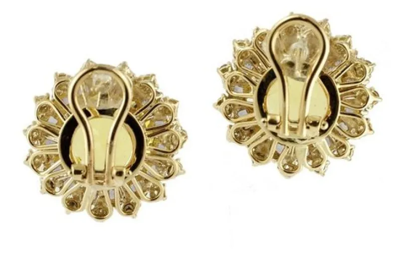Outlet Pamono Rose Gold Stud Earrings with Diamonds, Iolite and Citrines, Set of 2