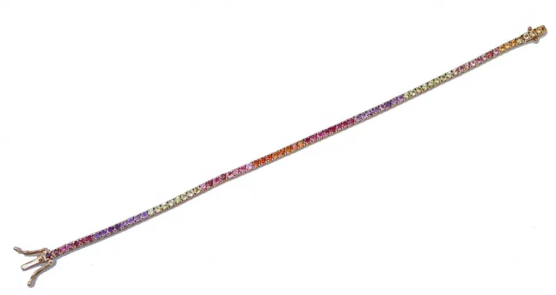 Pamono Rose Gold Tennis Bracelet with Amethysts and Tourmaline> Bracelets