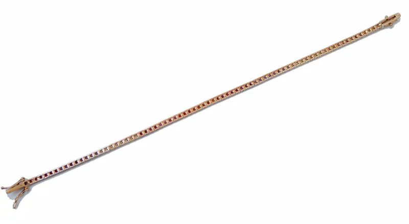 Pamono Rose Gold Tennis Bracelet with Amethysts and Tourmaline> Bracelets