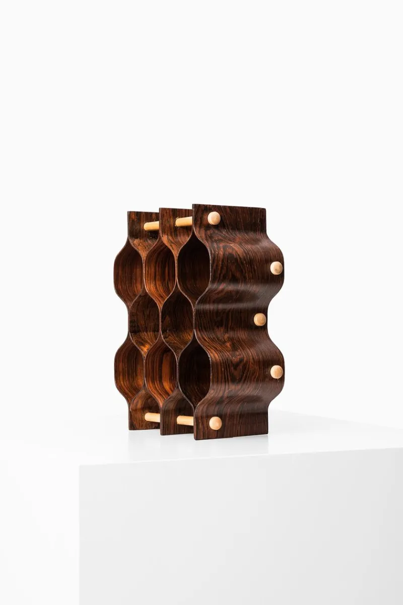 Pamono Rosewood & Beech Wine Rack by Torsten Johansson for AB Formträ, 1950s> Racks, Hooks & Valets