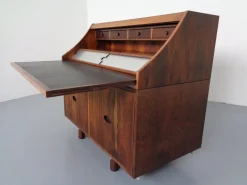 Best Pamono Rosewood and Leather Tambour Writing Desk by Gianfranco Frattini for Bernini, Italy, 1964