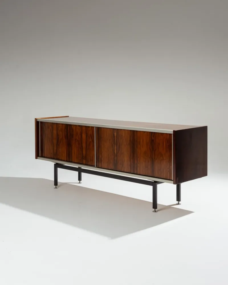 Hot Pamono Rosewood and Metal Sideboard by Georges Frydman, 1960s