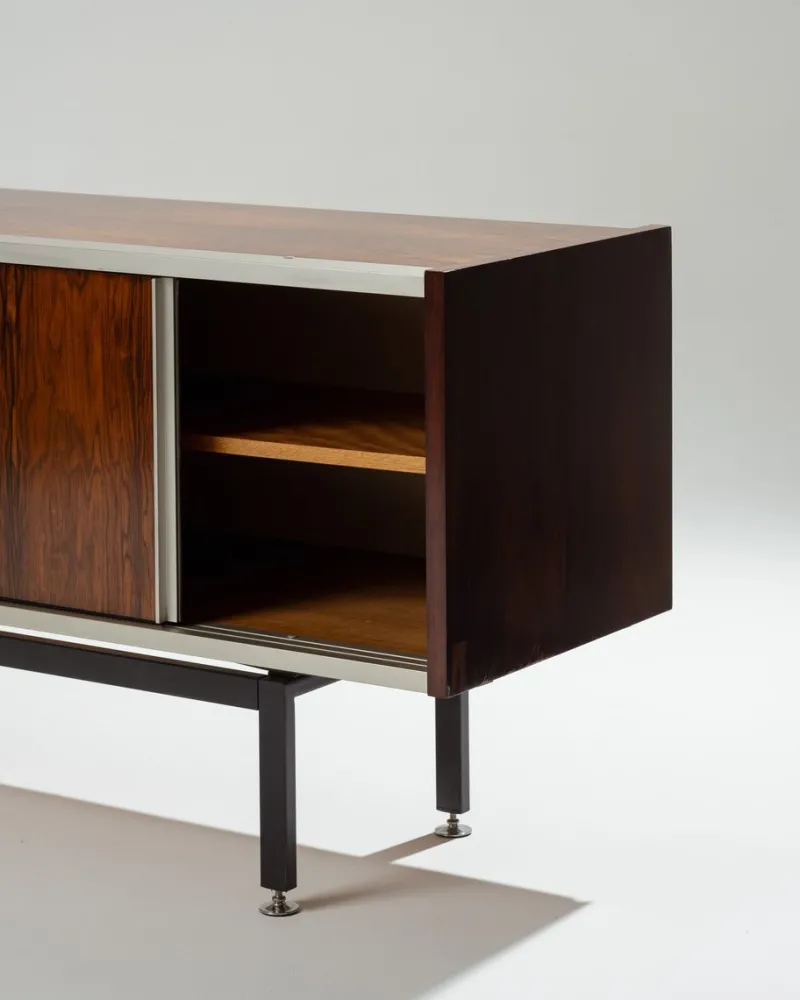 Hot Pamono Rosewood and Metal Sideboard by Georges Frydman, 1960s