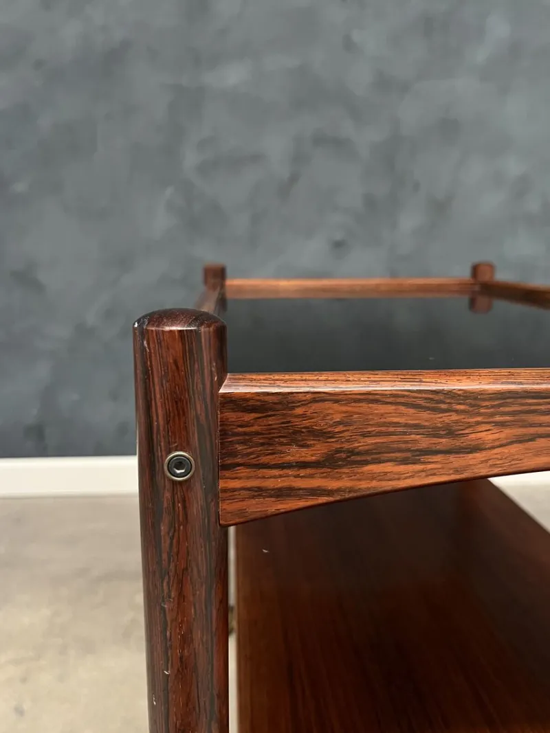 Pamono Rosewood Rolling Cart with Black Formica Top, 1960s> Serving Bar Carts & Trolleys