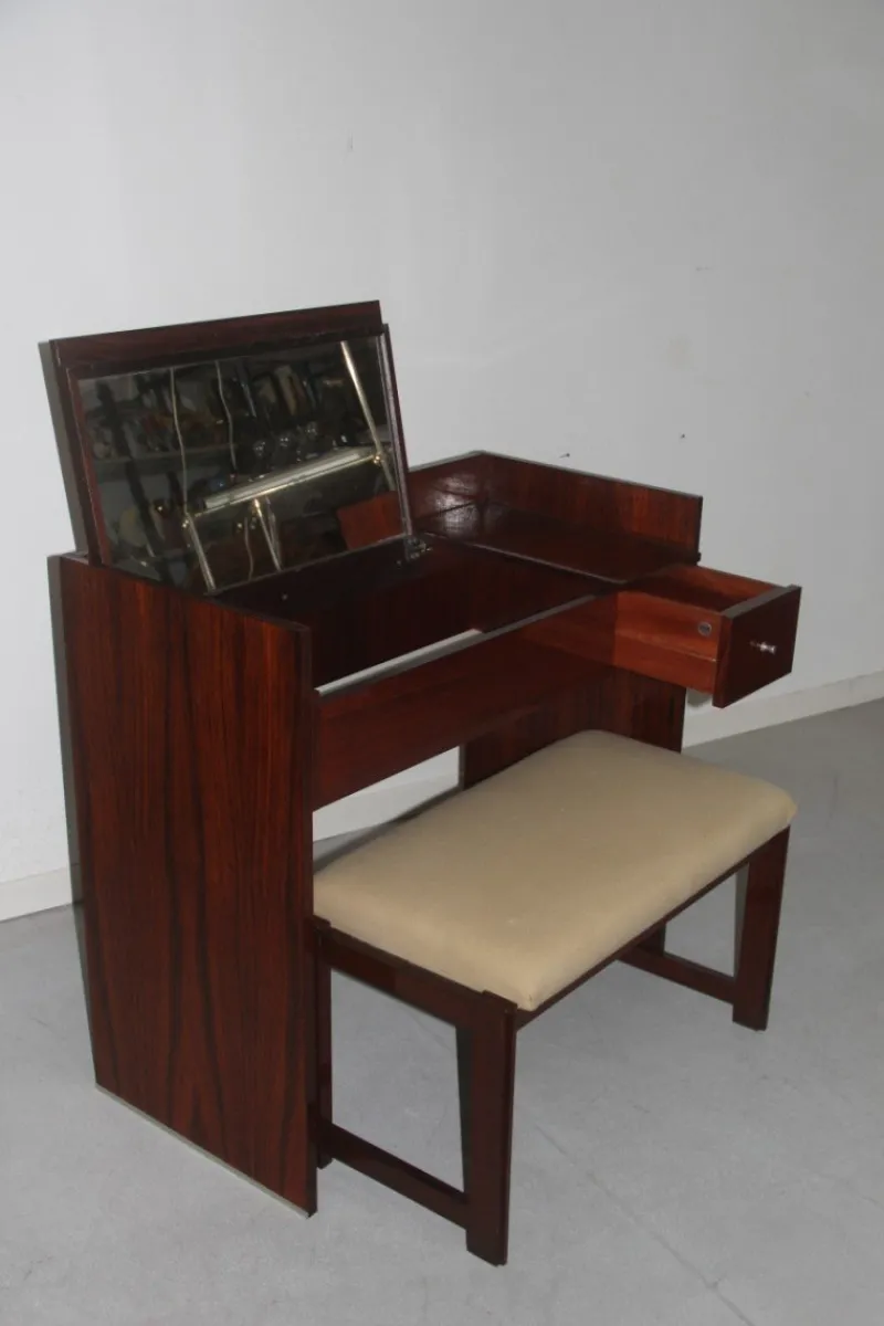 Discount Pamono Rosewood Vanity Desk & Stool from MIM, 1960s, Set of 2