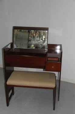 Discount Pamono Rosewood Vanity Desk & Stool from MIM, 1960s, Set of 2