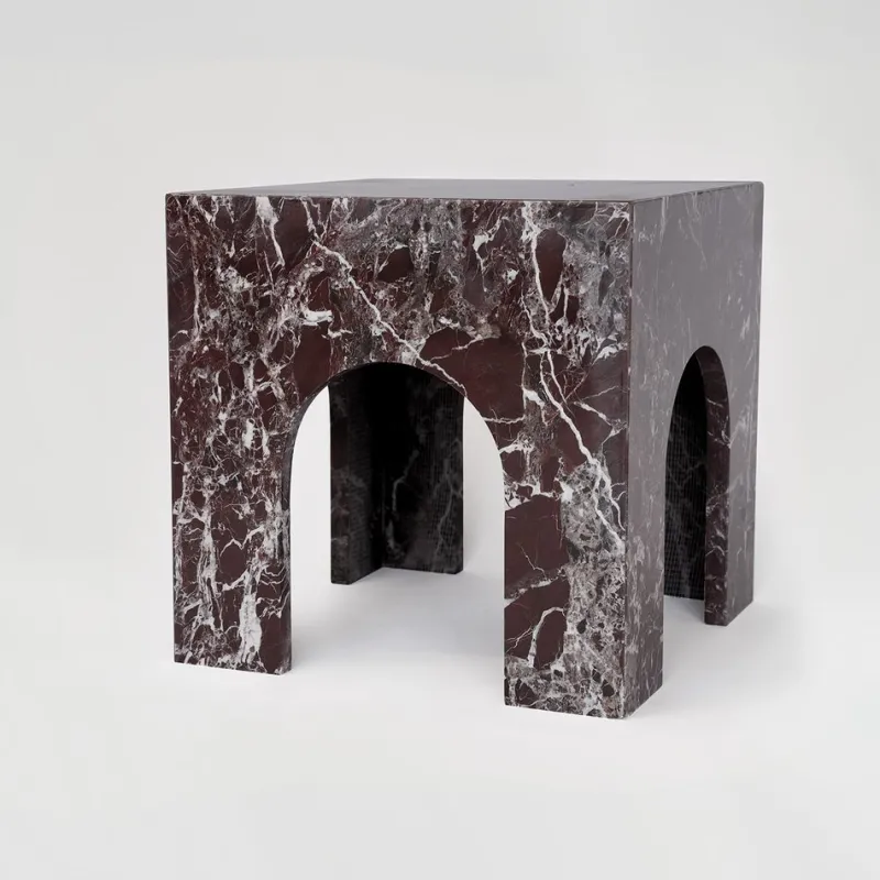 Pamono Rosso Levanto Marble Arch Side Table from Kiwano Concept> Tables