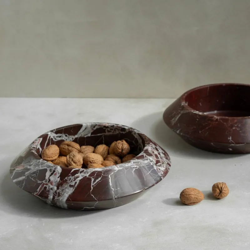 Outlet Pamono Rosso Levanto Marble Eclipse Bowl from Kiwano Concept