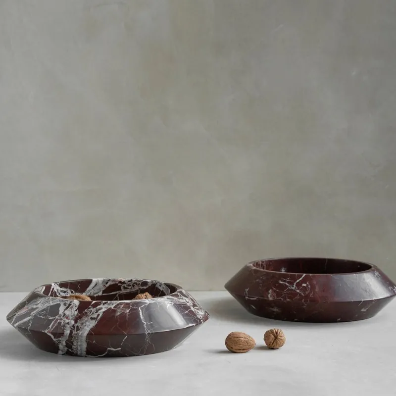 Outlet Pamono Rosso Levanto Marble Eclipse Bowl from Kiwano Concept