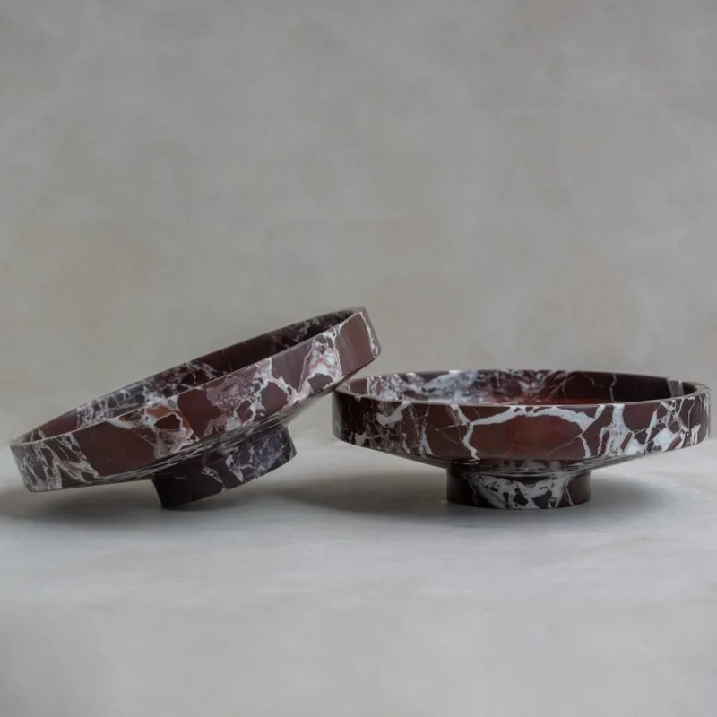 Pamono Rosso Levanto Marble Narrow Bowl from Kiwano Concept> Tabletop|Bowls
