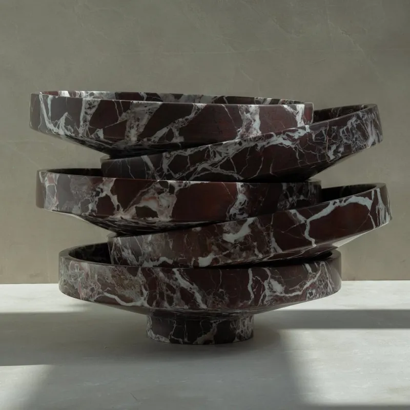 Pamono Rosso Levanto Marble Narrow Bowl from Kiwano Concept> Tabletop|Bowls
