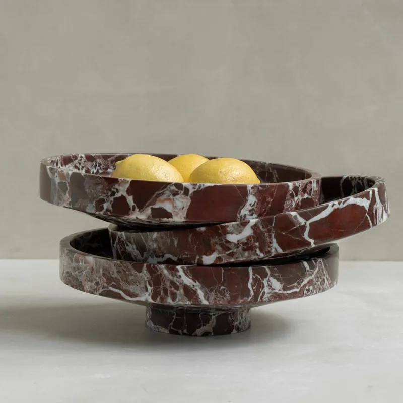Pamono Rosso Levanto Marble Narrow Bowl from Kiwano Concept> Tabletop|Bowls
