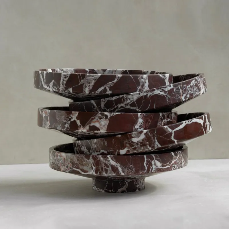 Pamono Rosso Levanto Marble Narrow Bowl from Kiwano Concept> Tabletop|Bowls