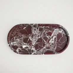 Pamono Rosso Levanto Marble Oval Tray from Kiwano Concept> Tabletop|Trays