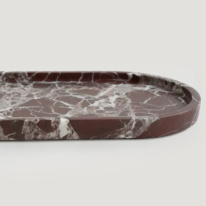 Pamono Rosso Levanto Marble Oval Tray from Kiwano Concept> Tabletop|Trays