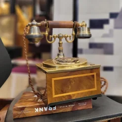 Pamono Rotary Telephone in Marquetry and Gilt Bronze, Italy, 1970s