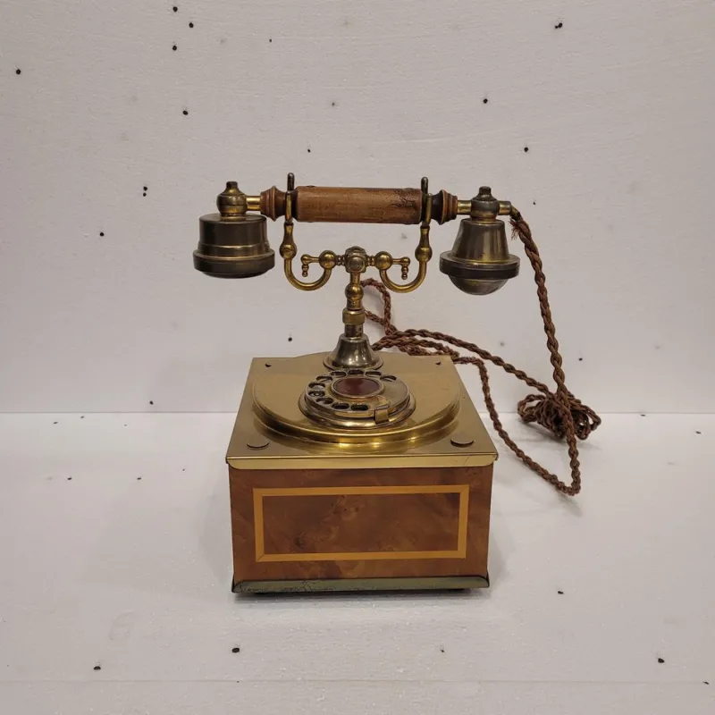 Pamono Rotary Telephone in Marquetry and Gilt Bronze, Italy, 1970s