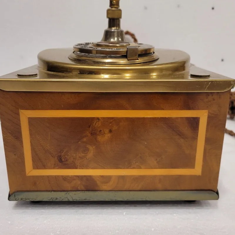Pamono Rotary Telephone in Marquetry and Gilt Bronze, Italy, 1970s
