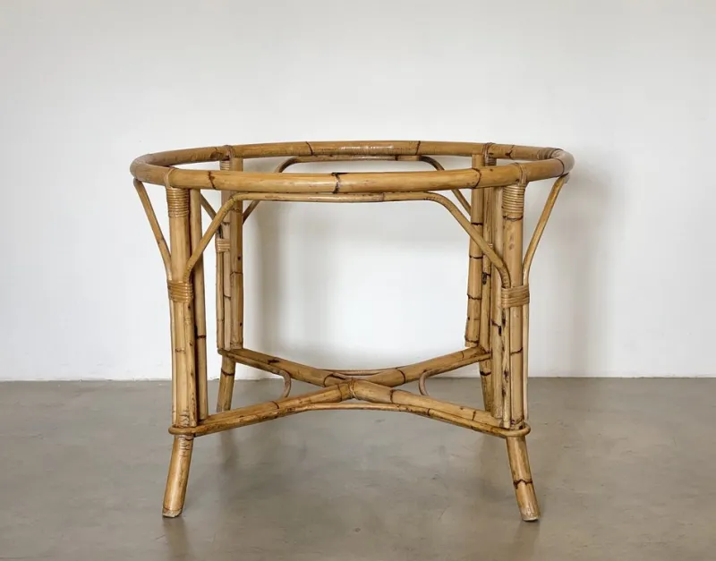 Online Pamono Round Bamboo Game Table, 1970s