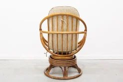 Pamono Round Bamboo Swivel Armchair, 1970s> Office Chairs