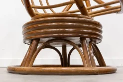 Pamono Round Bamboo Swivel Armchair, 1970s><noscript><img width=