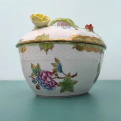 Online Pamono Round Box with Lid from Herend, 1980s
