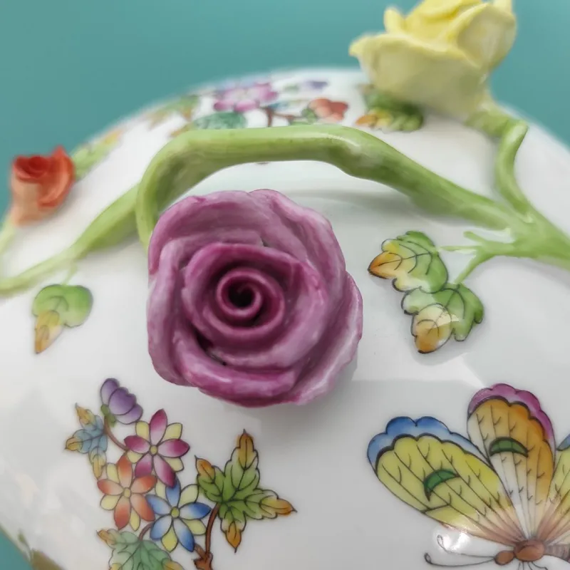 Online Pamono Round Box with Lid from Herend, 1980s