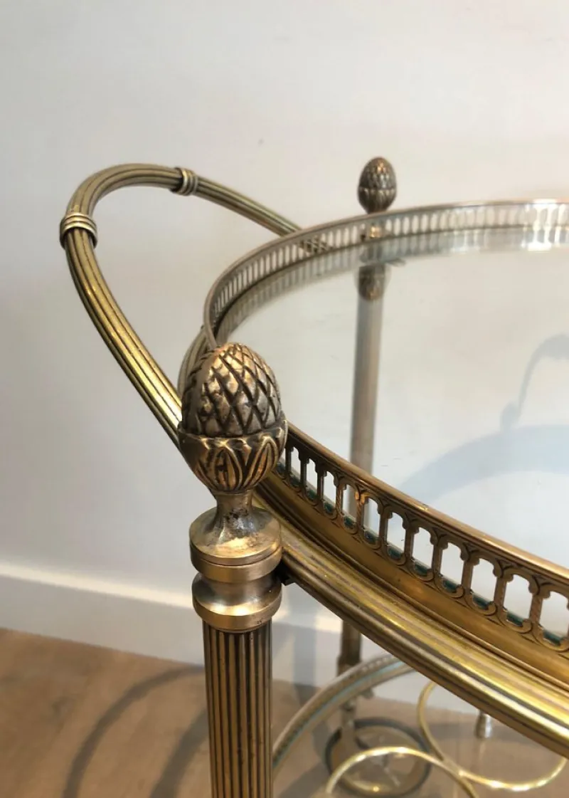 Pamono Round Brass Bar Cart from Maison Baguès, 1940s> Serving Bar Carts & Trolleys