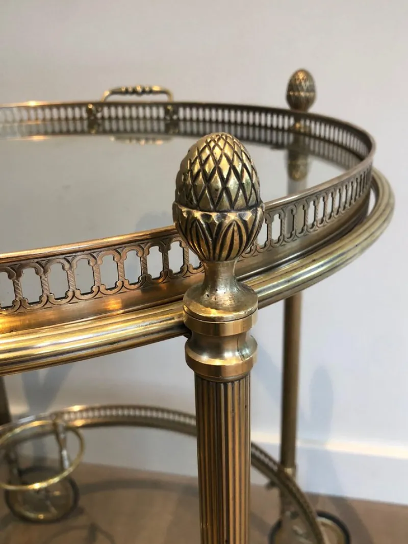 Pamono Round Brass Bar Cart from Maison Baguès, 1940s> Serving Bar Carts & Trolleys