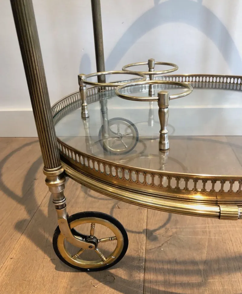 Pamono Round Brass Bar Cart from Maison Baguès, 1940s> Serving Bar Carts & Trolleys