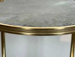 Clearance Pamono Round Bronze Sellette Table with Triple Eglomised Mirror Tops by Maison Baguès