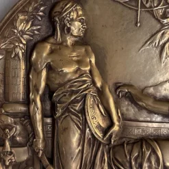 Clearance Pamono Round Bronze Wall Plaque, 1800s
