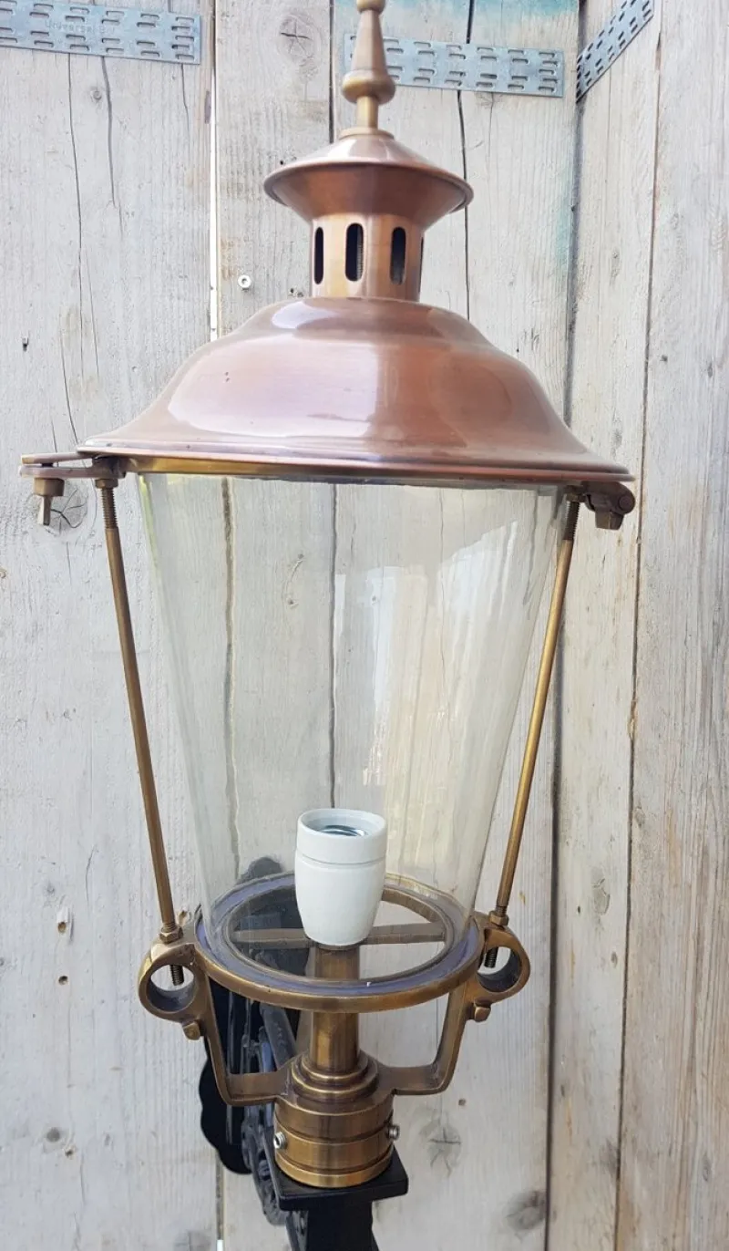Pamono Round Cast Iron and Copper Wall Lantern> Garden Lighting