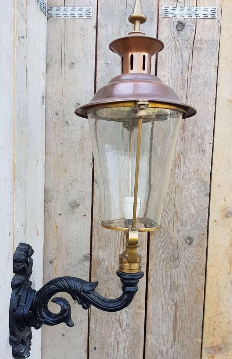 Online Pamono Round Cast Iron and Copper Wall Lantern