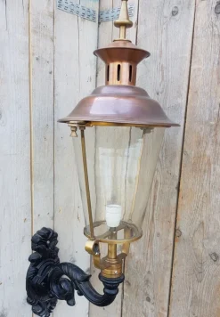 Online Pamono Round Cast Iron and Copper Wall Lantern