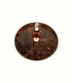 Online Pamono Round Centerpiece Serving Tray in Faux Tortoiseshell and Brass, Italy, 1970s
