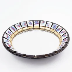 Pamono Round Ceramic Wall Mirror, Belgium, 1970s><noscript><img width=