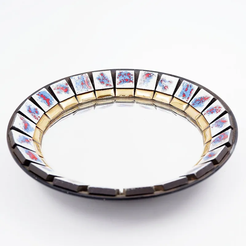 Pamono Round Ceramic Wall Mirror, Belgium, 1970s> Mirrors