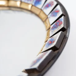 Pamono Round Ceramic Wall Mirror, Belgium, 1970s><noscript><img width=