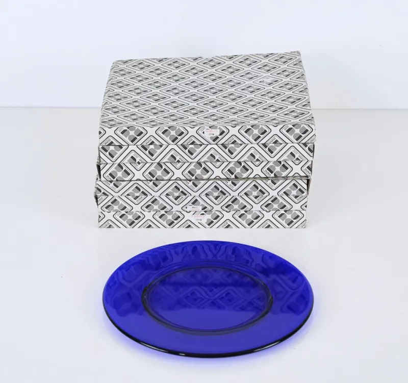 Online Pamono Round Cobalt Blue Murano Glass Dinner Plates, Italy, 1980s, Set of 6