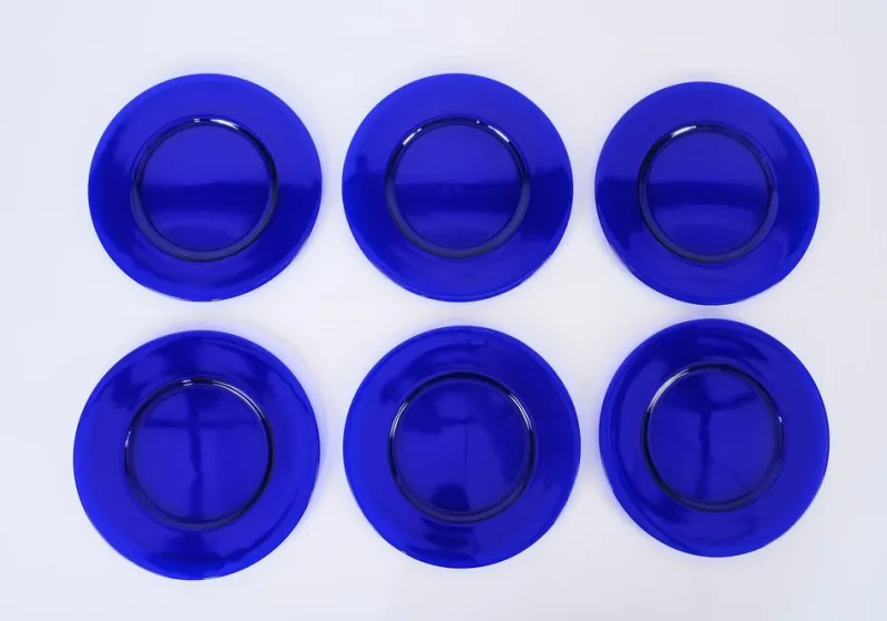 Online Pamono Round Cobalt Blue Murano Glass Dinner Plates, Italy, 1980s, Set of 6