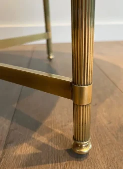 Best Pamono Round Coffee Table in Brass with Black Lacquered Glass Top by Maison Jansen