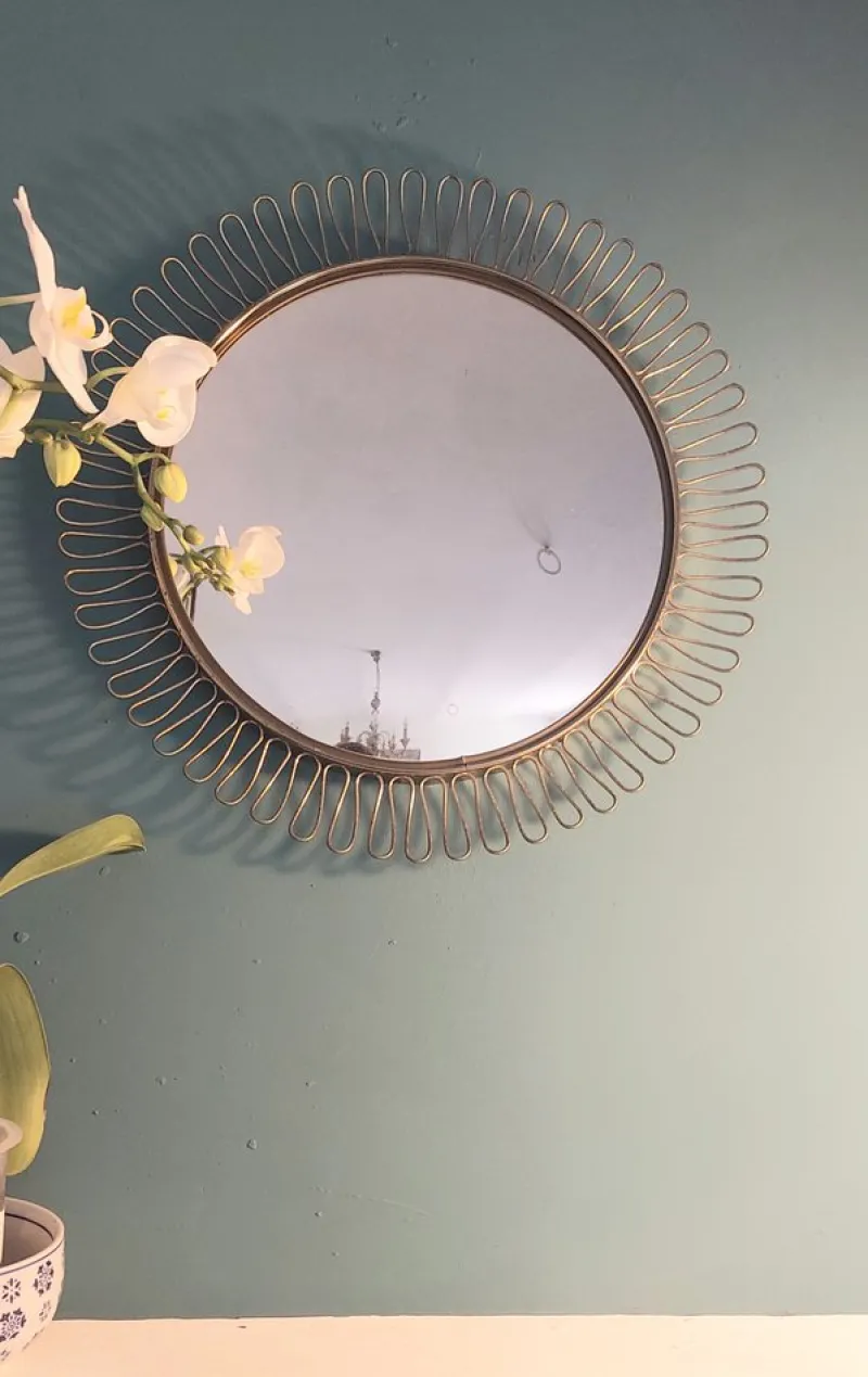 Sale Pamono Round Concave Mirror attributed to Josef Frank, 1950s