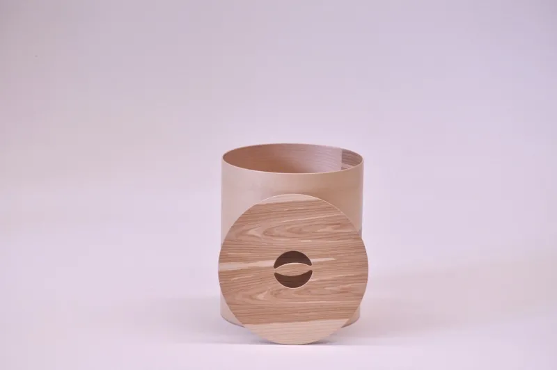 Hot Pamono Round Container in Ash Wood by Villahomecollection