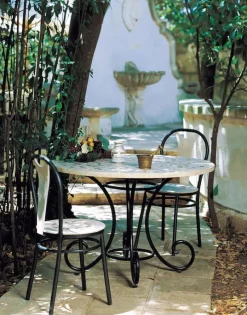 New Pamono Round Corallo Marble Mosaic Table from Egram
