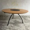 Pamono Round Dining Table with Rotating Black Center Disc, 1990s> Dining Tables & Sets